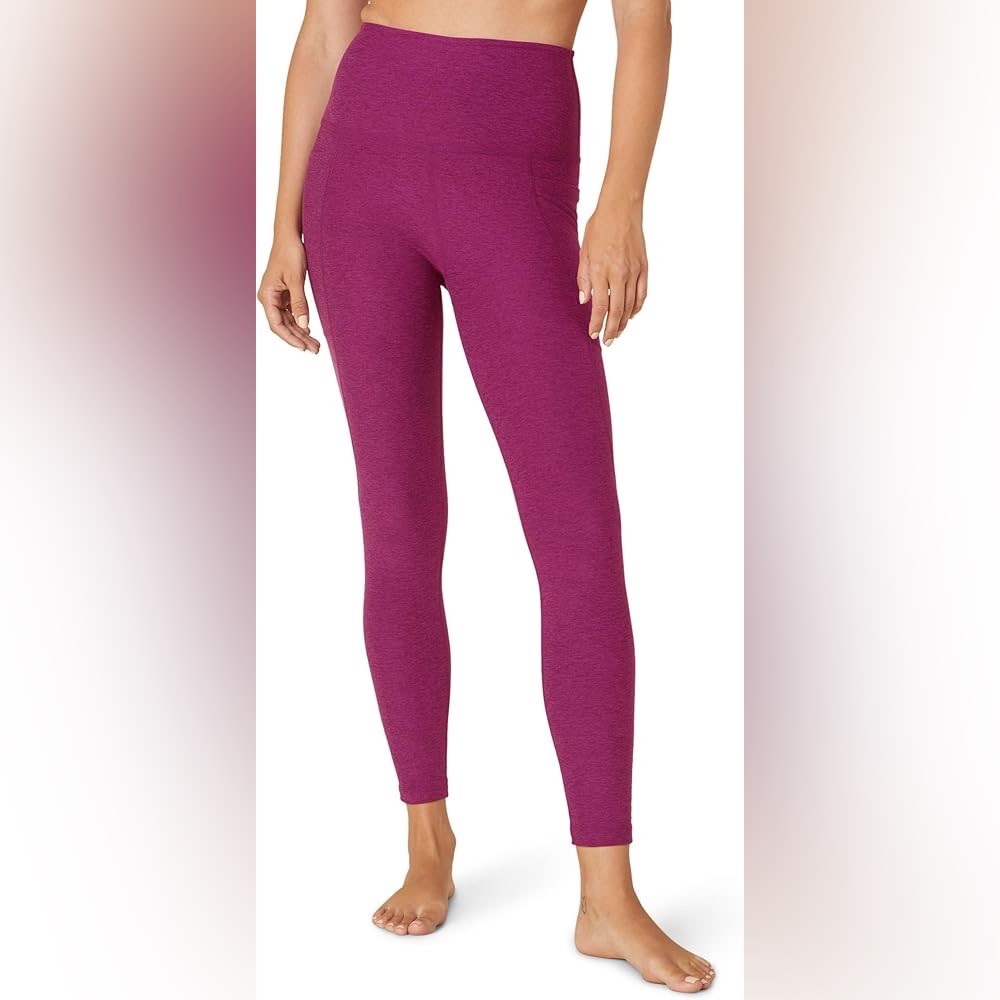 Beyond Yoga Spacedye Out of Pocket High-Waisted Midi Legging in Magenta Heather